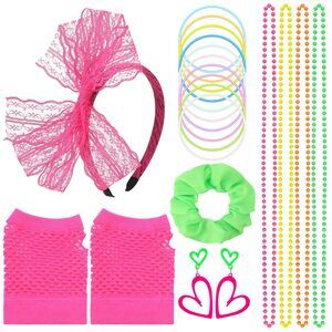 4257 80s Fancy Dress Costume Accessoriess, Vibrant Neon Outfits
